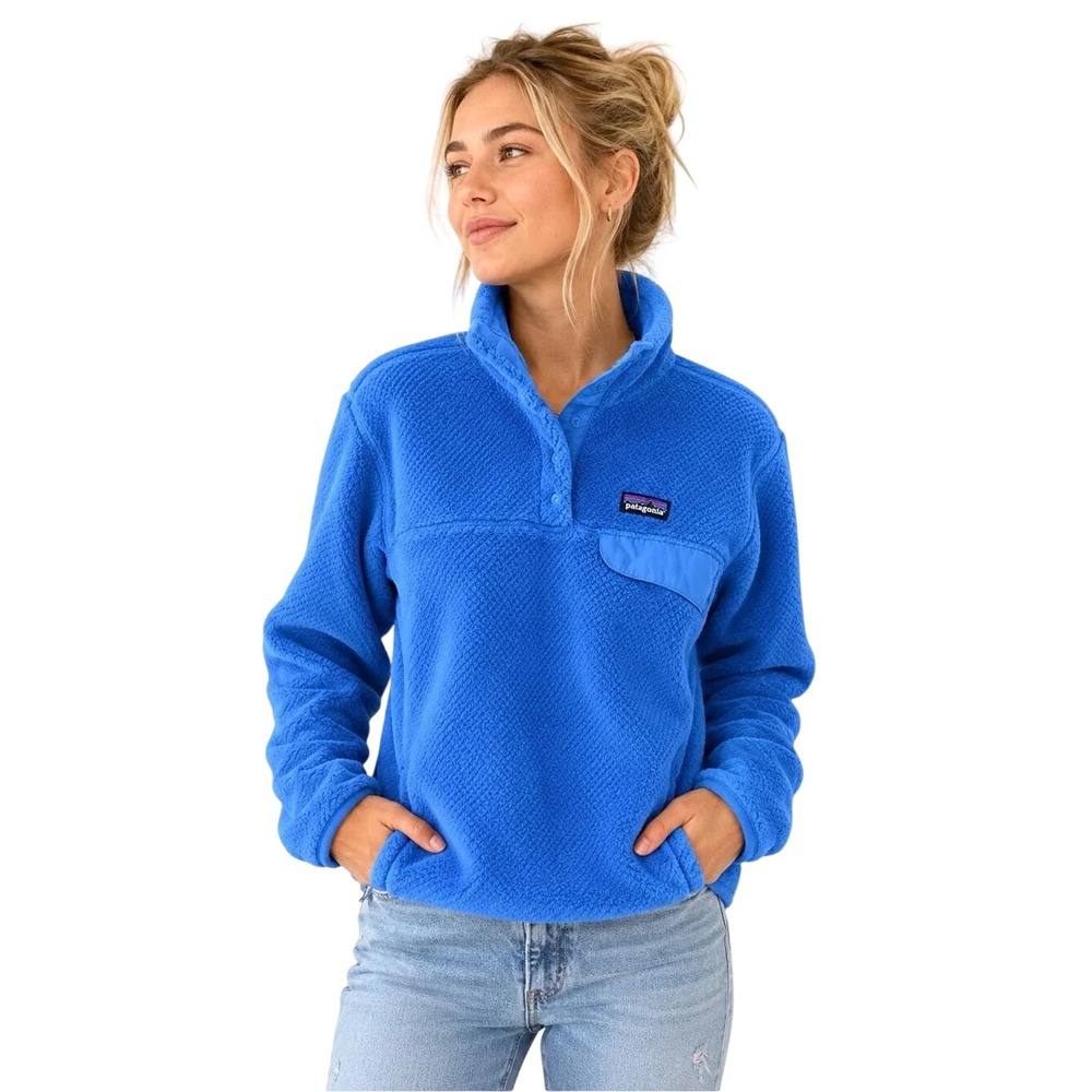 Patagonia Women's Bright Blue Snap-T Quarter Button Pullover Size Small